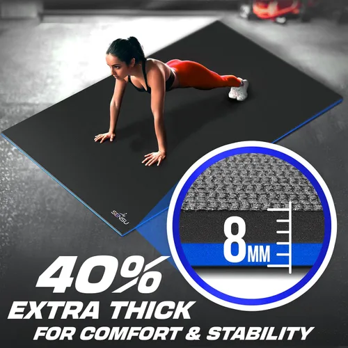 Miniatura 4 de Sensu Large Exercise Mat – Extra Thick Non-Slip Workout Mat for Home Gym, Durable Shoe-Friendly Fitness Mat for Strength Training, Stretching