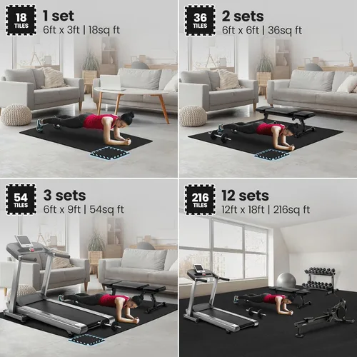 Miniatura 3 de bemaxx Juego de alfombrillas de gimnasio, 18 piezas de baldosas de espuma EVA entrelazadas (12.6 x 12.6 x 0.4 pulgadas), 18 pies cuadrados Antracita