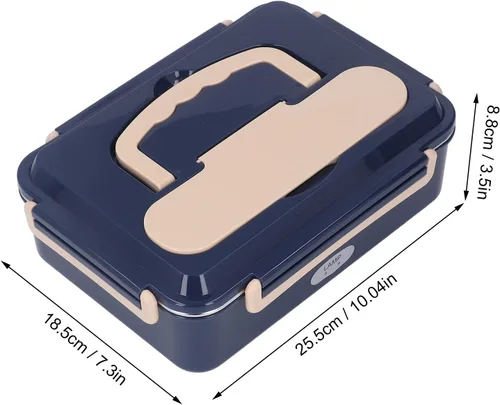 Miniatura 2 de Fiambrera eléctrica, 40W-80W de acero inoxidable de 1.5 L de frescura calentada, compartimento portátil con asa portátil, 2 rejillas con cuchara