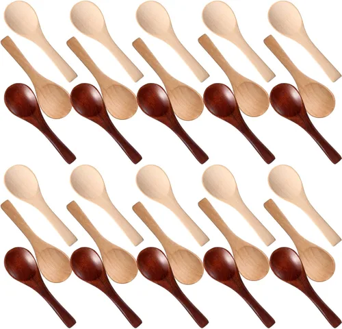 Miniatura 8 de Boao 50 Pzas Cucharas Pequeñas de Madera, 3.5'' L, Mini Cucharas Pequeñas de Madera Natural Cucharaditas Pequeñas para Frascos Azúcar Cremera Miel