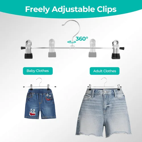Miniatura 5 de GoodtoU Perchas para pantalones con clips – Perchas para faldas paquete de 24 ganchos para pantalones, jeans, pantalones cortos, colgador de metal
