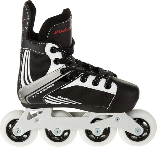 Miniatura 2 de Bladerunner by Rollerblade Dynamo Jr - Patines en línea de hockey ajustables, color negro y rojo, patines en línea