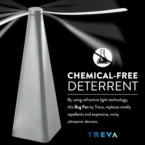 Miniatura 4 de Treva Ventilador de insectos, disuasorio de moscas con cuchillas holográficas para limpiar insectos, mosquitos y moscas, ventilador de mosca Plateado