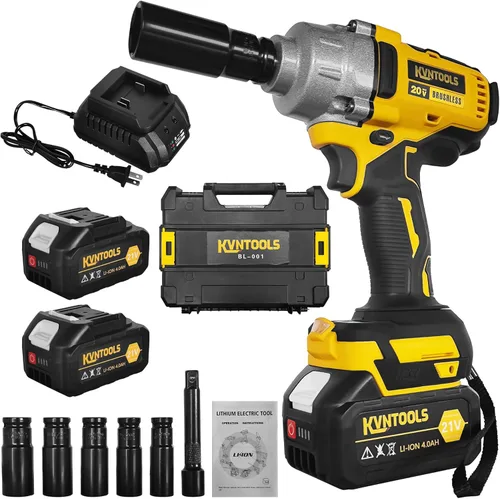Llaves de impacto eléctricas, llave de impacto inalámbrica de 1/2 pulgada, kit de pistola de impacto de potencia con 1000 N.m, destornillador de
