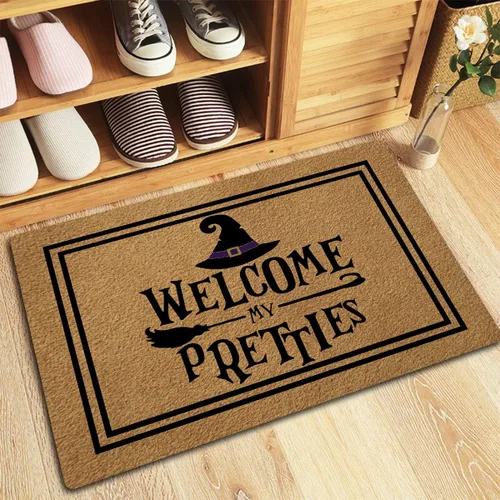 Miniatura 4 de Divertidos felpudos con texto en inglés "Welcome My Pretties", tapete de bienvenida para interiores y exteriores, tapete de bienvenida