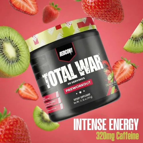 Miniatura 5 de REDCON1 Total War - Suplemento para antes del entrenamiento, Uva - Preentrenamiento con cafeína de acción rápida para hombres + mujeres con beta