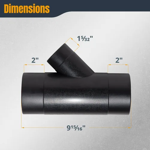 Miniatura 4 de POWERTEC 70190V - Conector de manguera de recolección de polvo de ajuste en Y, 1 paquete de 1 unidad 4" por 2.5" Y Fitting