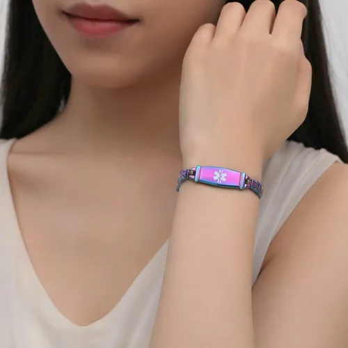 Miniatura 37 de LinnaLove Lady Medical Alert - Pulseras médicas de acero inoxidable para mujer, 7.5 pulgadas