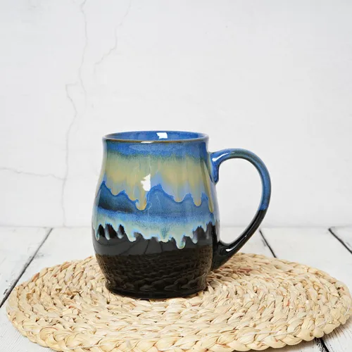 Miniatura 6 de Bosmarlin - Taza de cerámica extra grande para café, 25 onzas, apta para lavavajillas y microondas, taza grande y agrandada para té, esmaltado Azul