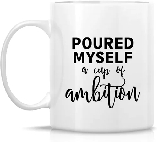 Miniatura 2 de Retreez Taza divertida – Taza de café de cerámica de 11 onzas con texto en inglés «Poured Myself a Cup of Ambition Entrepreneur», regalos