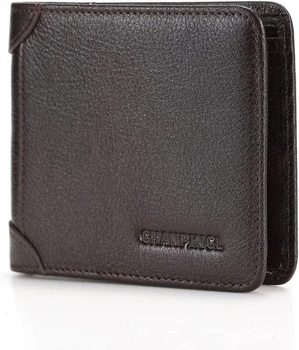 Miniatura 52 de Billetera de piel triple con bloqueo RFID para hombre con 2 ventanas de identificación, 2 compartimentos para efectivo, 6-8 ranuras para tarjetas