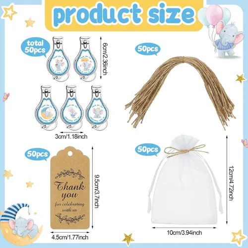 Miniatura 2 de Minatee Juego de 50 abridores de botellas para baby shower, regalos de agradecimiento para invitados de revelación de género (elefante)