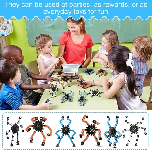 Miniatura 4 de Jerify Paquete de 40 divertidos juguetes sensoriales para la ansiedad con cadena transformable, robot de dedo de juguete de bricolaje, spinners