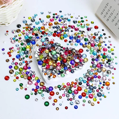 Miniatura 3 de 4500 PIEZAS SS6 2mm Resina Diamantes de Imitación de Parte Plana, Diamantes de Imitación Azul/Azul Oscuro de Parte Plana para Uñas, Vasos, Tazas