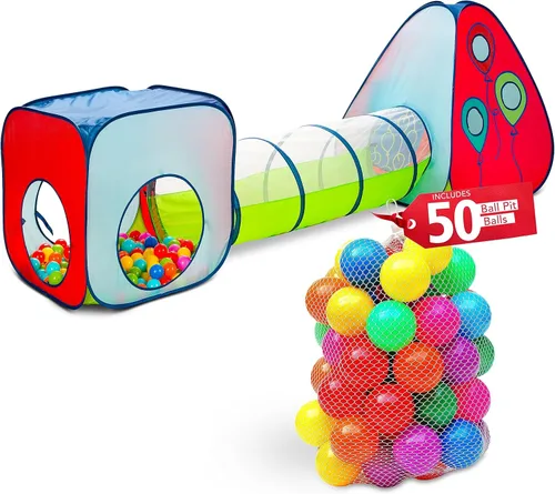 Miniatura 9 de Kiddey - Juego de túnel y alberca de pelotas Tiendas de campaña emergentes de 3 piezas para niños, bebés y niños pequeños, niños y niñas Juego