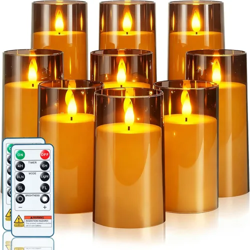 Miniatura 16 de Homemory Velas parpadeantes sin llama de color blanco puro, velas LED acrílicas con control remoto y temporizador, juego de 5
