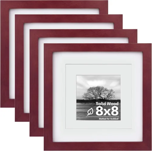 Miniatura 41 de Egofine Juego de 4 portarretratos de 4 x 6, hechos de madera maciza cubierta de plexiglás de 3 x 4.5 pulgadas y 3.5 x 5 pulgadas con paspartú o de 4