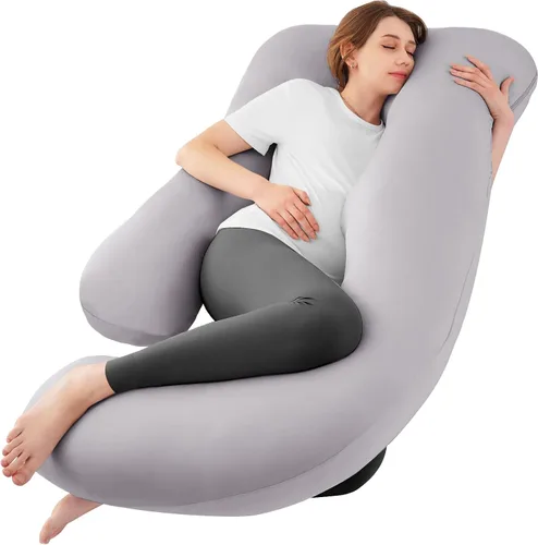 Sasttie Almohadas de embarazo para dormir, almohada refrescante de cuerpo completo en forma de U con funda extraíble, imprescindible para mujeres