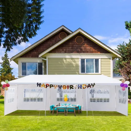Miniatura 6 de Tienda de campaña portátil instantánea de 10 x 30 pies, tienda de campaña grande para fiestas con 5 paredes laterales para patio, exteriores, bodas