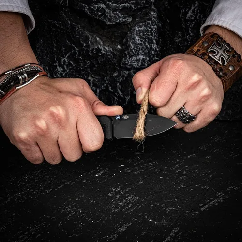 Miniatura 7 de Cuchillo de bolsillo WeKnife Banter para EDC, cuchillo plegable Ben Petersen con hoja de 2.9" S35VN, abrebotellas de pulgar de titanio 2004B (Negro)