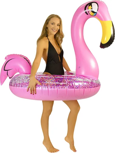 PoolCandy Tubos inflables de piscina y anillos de natación para animales Anillo de natación de tubo de piscina de animales relleno de flamenco de 48