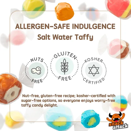 Miniatura 7 de Snack Attack Caramelos de agua salada envueltos individualmente a granel de 1 libra – Caramelos masticables de agua salada, sabores costeros