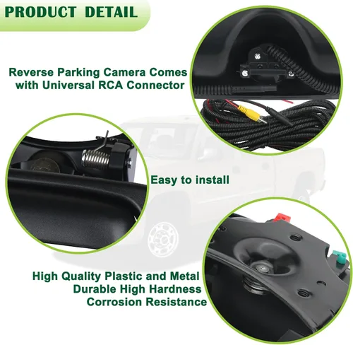 Miniatura 4 de Cámara de respaldo con manija de puerta trasera Cámara de visión trasera con manija de cierre de puerta Compatible con 1999-2007 Chevrolet Chevy