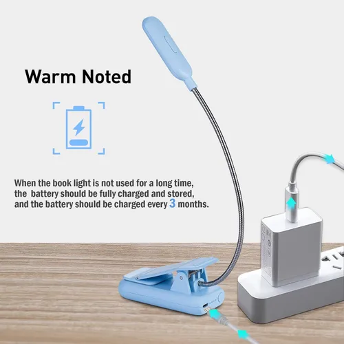 Miniatura 6 de VAVOFO - Luz de lectura recargable para libros para leer en la cama para niños, 7 luces LED de lectura con 9 niveles de luz blanca cálida y fría