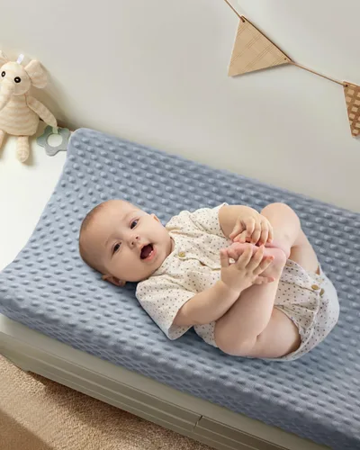 Miniatura 5 de Babebay Funda para cambiador, fundas de felpa ultra suaves de lunares minky para cambiadores para bebés, niños y niñas, transpirable, paquete de 2