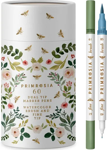 Miniatura 10 de Primrosia Fauna - 60 Rotuladores de Acuarela de Doble Punta y Bolígrafos de Punta Fina. Rotuladores para Arte, Bocetos, Ilustración, Caligrafía