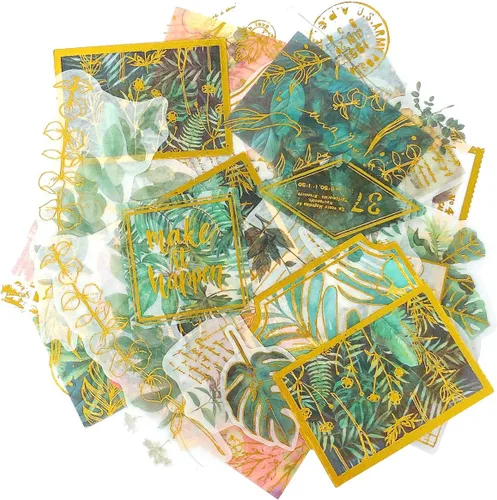 Miniatura 13 de allydrew Calcomanías decorativas para álbumes de recortes, Washi, manualidades para papelería, diario, fabricación de tarjetas (60 piezas), Verde