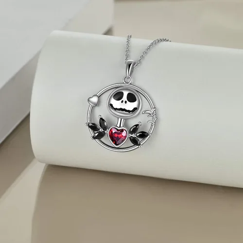 Miniatura 4 de ONEFINITY - Collar de pesadilla de plata de ley con colgante de corazón infinito collar de calavera para regalo de cumpleaños para mujeres esposa