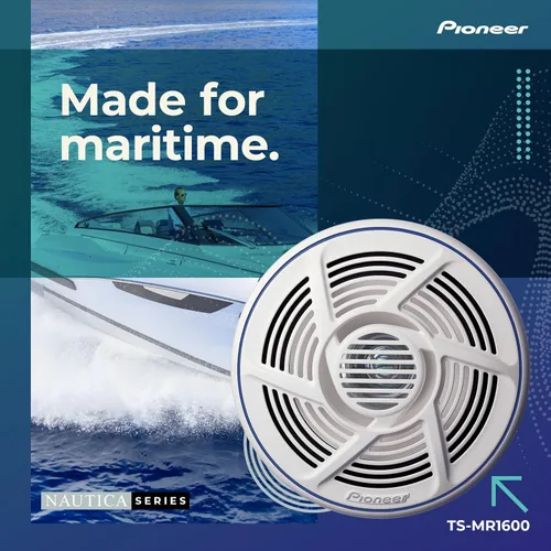 Miniatura 2 de PIONEER TS-MR1600 Altavoces marinos de 6.5 pulgadas (par) - Altavoces coaxiales de barco de 2 vías, 100 W de potencia máxima, impermeable