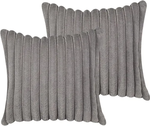 Miniatura 8 de Juego de 2 fundas de almohada de 18 x 18 pulgadas, fundas decorativas de piel sintética para cama, funda de almohada suave y esponjosa con respaldo