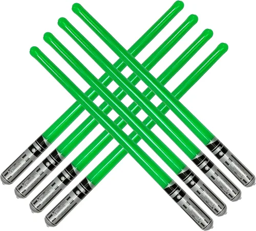 megasumer Paquete de 8 juguetes inflables de espada de sable de luz – 8 sables de luz verdes – piscina, playa, recuerdos de fiesta, LARP, disfraz de