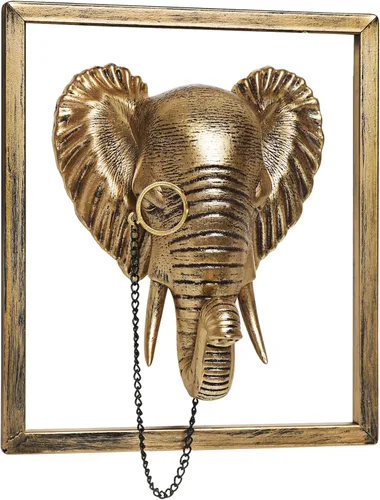 Miniatura 9 de Newinhome Paquete de 5 cabezas de animales para decoración de pared (marco de metal de regalo), esculturas de animales de resina, decoración