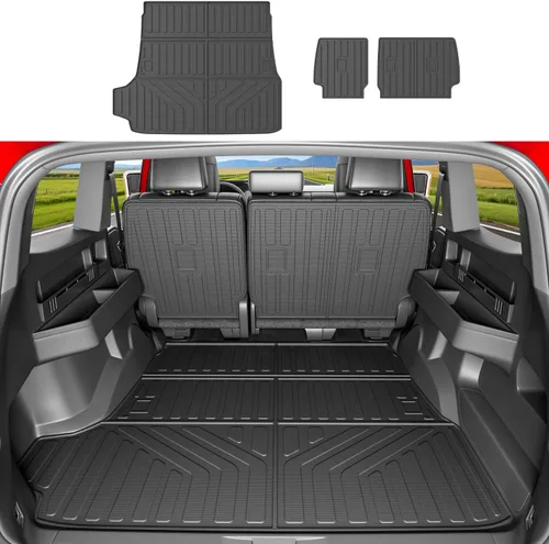 Miniatura 19 de xipoqix Alfombrilla de maletero con respaldo Compatible con forros de carga Jeep Cherokee 2019-2023 de TPE, protector de asiento trasero de repuesto
