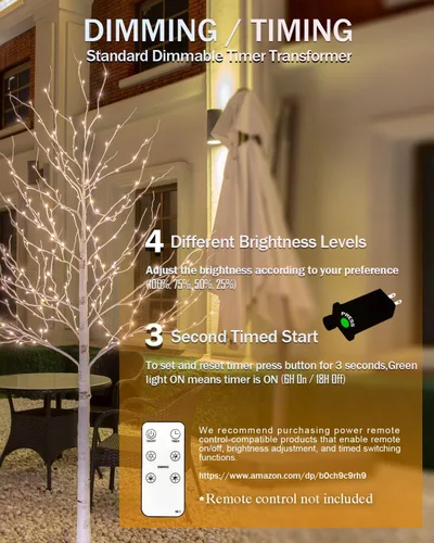 Miniatura 4 de Tybeeu Árbol de abedul iluminado de 3 pies con 64 luces LED blancas cálidas para decoración de vacaciones, diseño realista, certificado UL