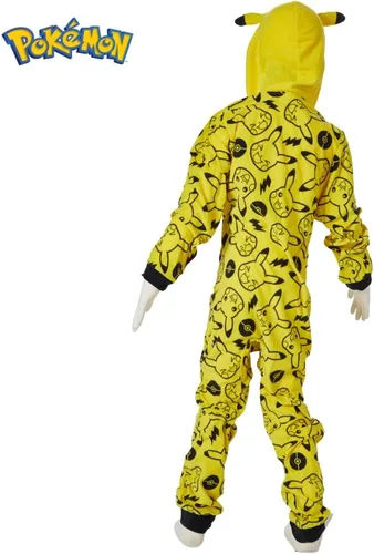 Miniatura 8 de Pokemon Pijama de una pieza para niños, disfraz de Pikachu con capucha o para dormir con cremallera frontal, tallas 4-10, Multi