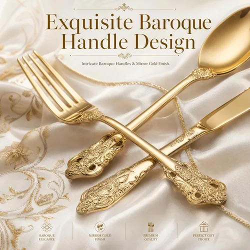 Miniatura 4 de WDF 120 cubiertos de plástico dorado – Juego de cubiertos desechables de plástico dorado resistente – 40 tenedores, 40 cucharas, 40 cuchillos