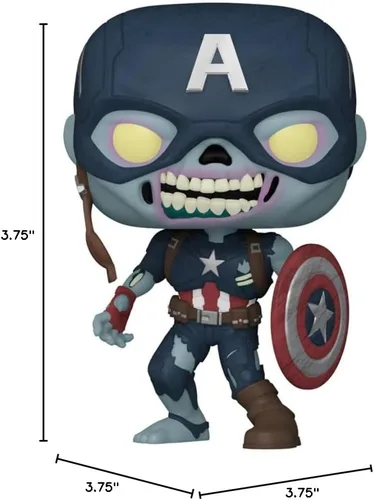Miniatura 7 de POP Marvel: What If? - Figura de vinilo Zombie Captain America Funko Pop! (incluye funda protectora compatible con caja Pop Box), multicolor, 3.75
