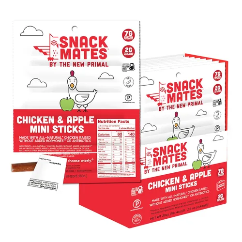 Miniatura 11 de The New Primal Snack Mates Chicken & Apple Sticks, bocadillos saludables sin gluten para niños, bocadillos bajos en azúcar y altos en proteínas