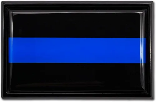 Elektroplate Emblema negro de metal de línea azul delgada de policía para automóviles, camiones y todos los automóviles, ajuste universal de 3.8 x