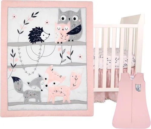 Miniatura 2 de Lambs & Ivy Forever Friends - Juego de ropa de cama de 4 piezas, color azul, rosa