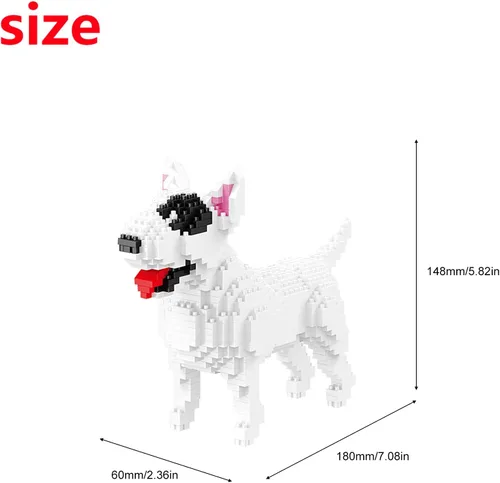 Miniatura 2 de Larcele Micro Bloques de Construcción Conjunto de Animales, Mini Ladrillos de Juguete de Construcción 3D, 797 Piezas KLJM-05(Bull Terrier)