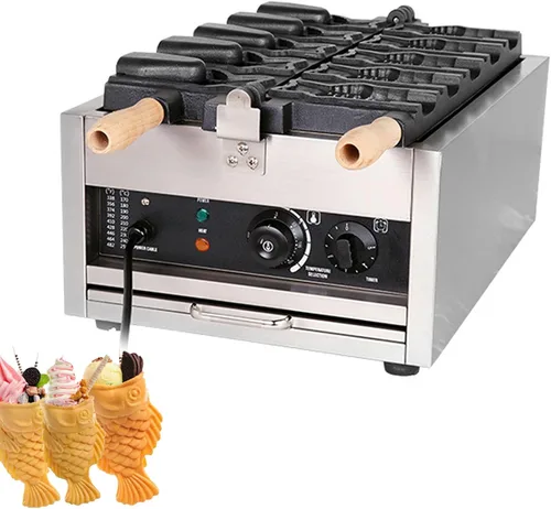 Miniatura 9 de Taiyaki - Plancha para hacer gofres de pescado, máquina eléctrica Taiyaki, máquina para hacer gofres de mermelada o helado de uso comercial