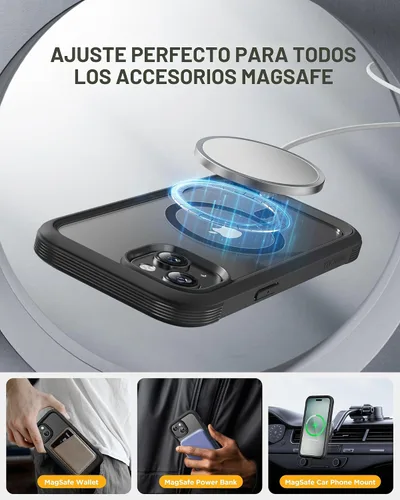 Miniatura 3 de Miracase - Funda magnética de cuerpo completo para iPhone 15, compatible con MagSafe, con protector de pantalla de vidrio templado 9H antihuellas