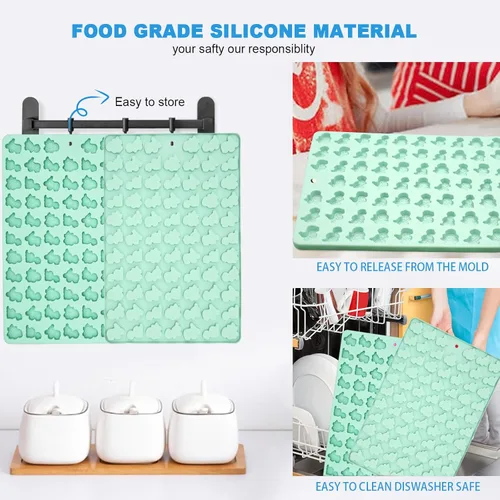 Miniatura 3 de 2 moldes de silicona para chocolate, fondant, dulces, galletas, galletas, gelatina y perros, 152 cavidades en total (dinosaurios)