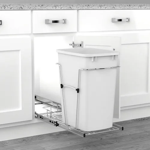 Miniatura 6 de Rev-A-Shelf Bote de basura extraíble para armarios de cocina, contenedor de reciclaje de basura de 35 cuartos de galón con toboganes de extensión
