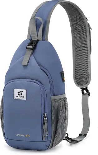 Miniatura 14 de SKYSPER - Mochila de bandolera con bloqueo RFID, mochila de hombro cruzada, para senderismo y viajes, para mujeres y hombres (cian)
